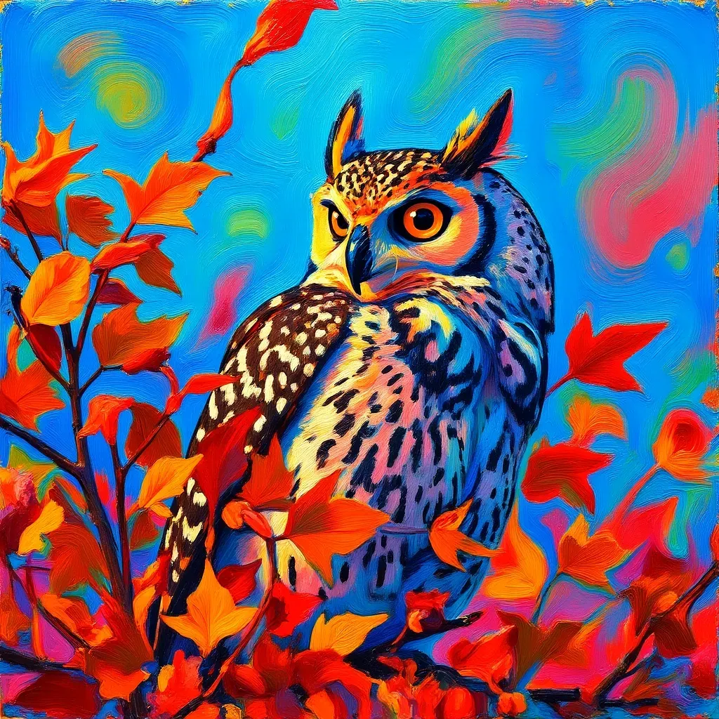 Owl as gouache painting
